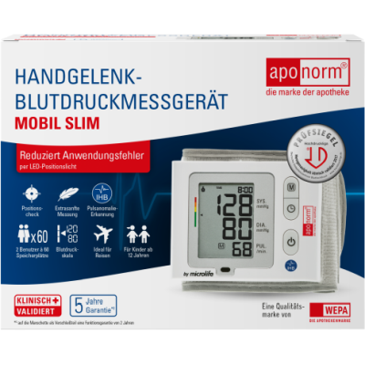 APONORM Blutdruckmessgerät Mobil Slim Handgelenk