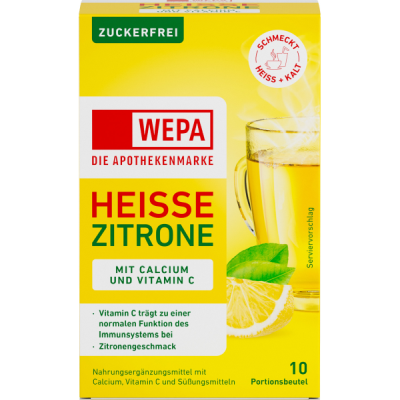 WEPA heiße Zitrone+Vit.C+Calcium zuckerfrei Pulver